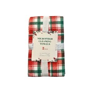 Microfiber Cleaning Towels 2-Pack Plaid Lint-Free Reusable
